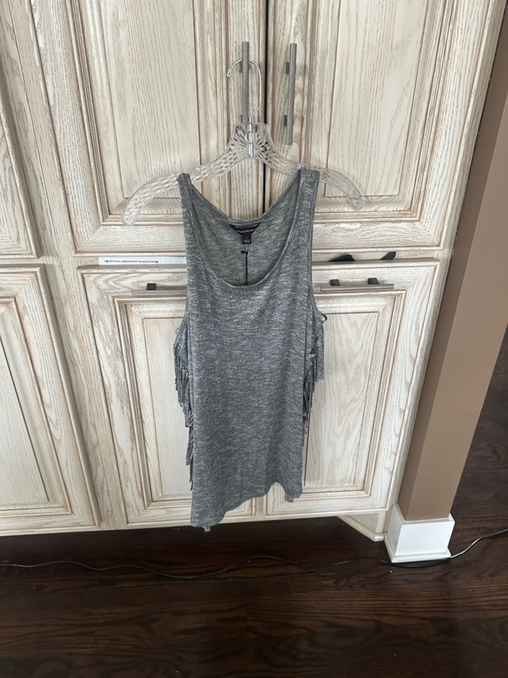 Rock & Republic Gray Fringe Tank Top